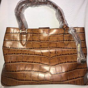 G.I.L.I Leather Handbag Croco Brown Brand new